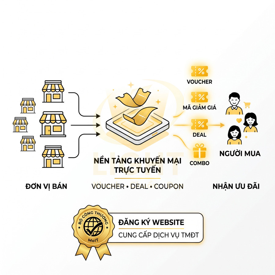 Nền tảng khuyến mại trực tuyến kết nối đơn vị bán với người mua qua voucher mã giảm giá deal combo