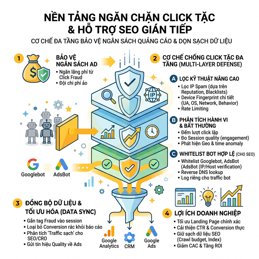 Nền tảng chống click tặc bảo vệ ngân sách quảng cáo Google Ads và hỗ trợ SEO gián tiếp