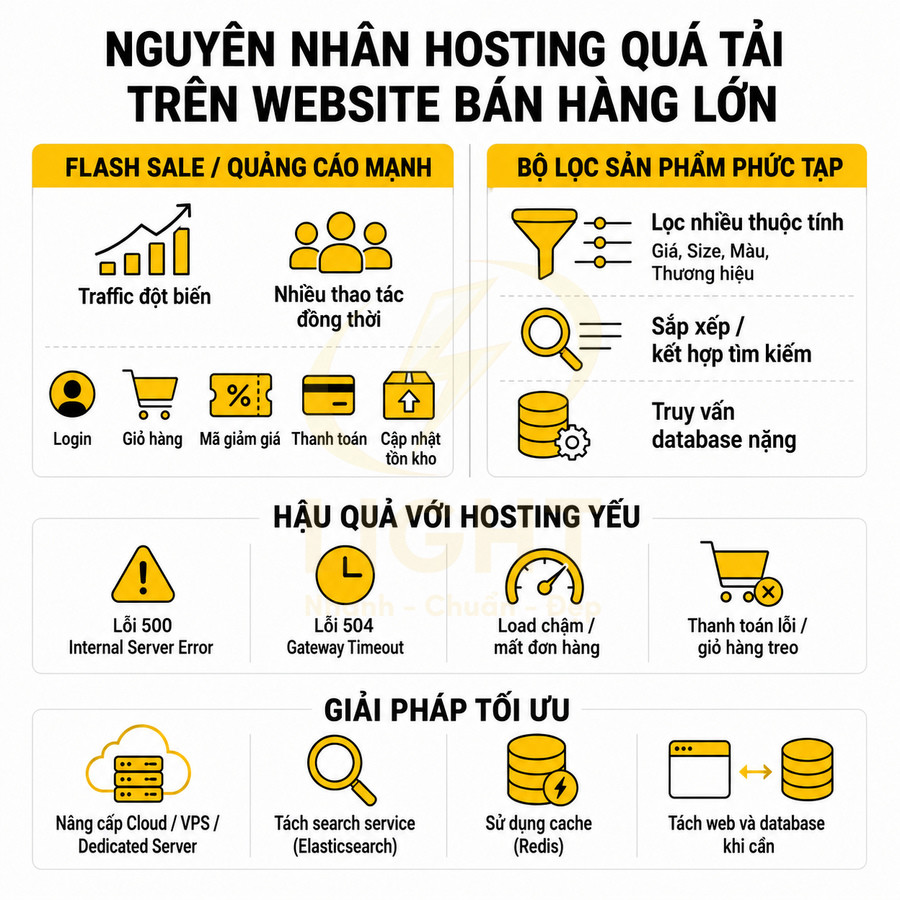 Nguyên nhân hosting quá tải trên website bán hàng lớn và các giải pháp tối ưu hiệu suất hosting