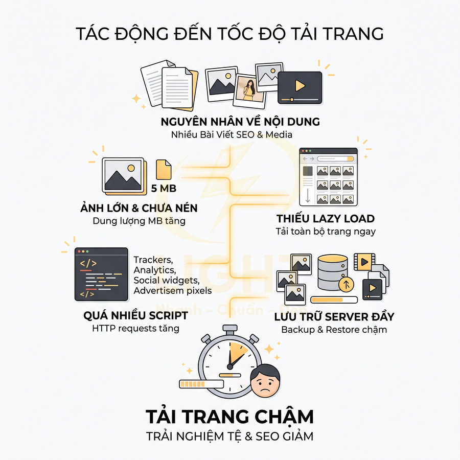 Các nguyên nhân làm tốc độ tải trang web chậm ảnh hưởng trải nghiệm người dùng và SEO