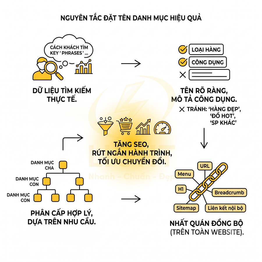 Cách đặt tên danh mục sản phẩm chuẩn SEO cho website bán hàng