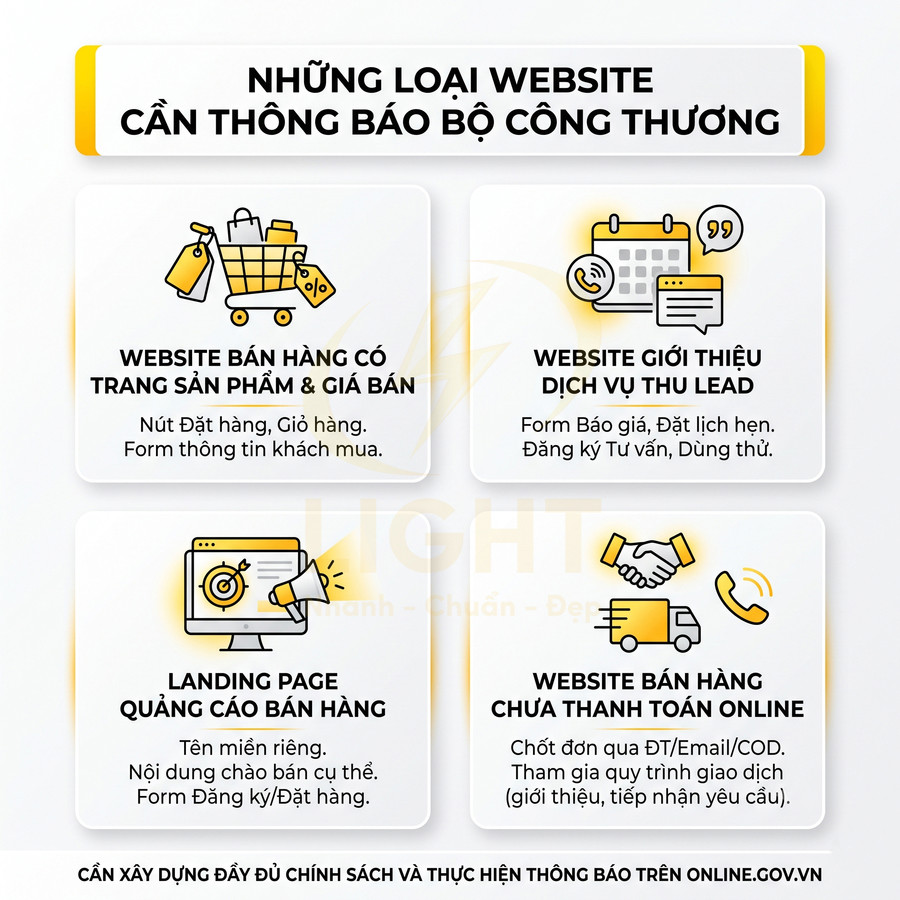 Các loại website bán hàng và dịch vụ phải thông báo Bộ Công Thương theo quy định online.gov.vn