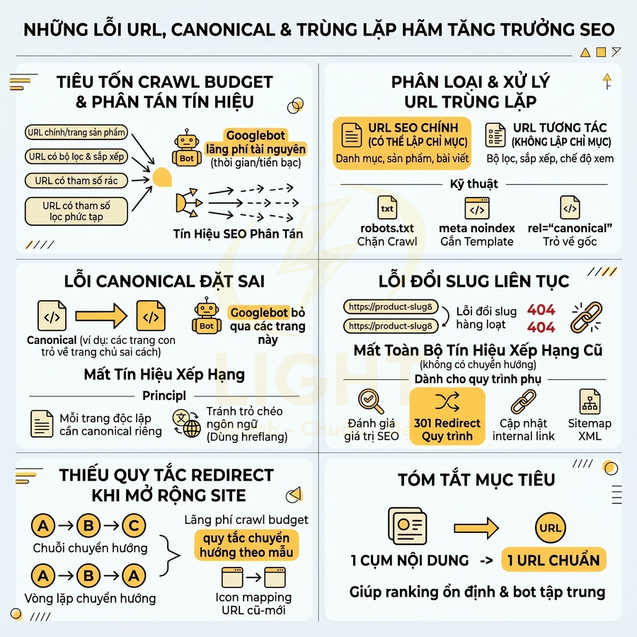 Infographic những lỗi URL canonical trùng lặp và cách xử lý để tối ưu SEO website