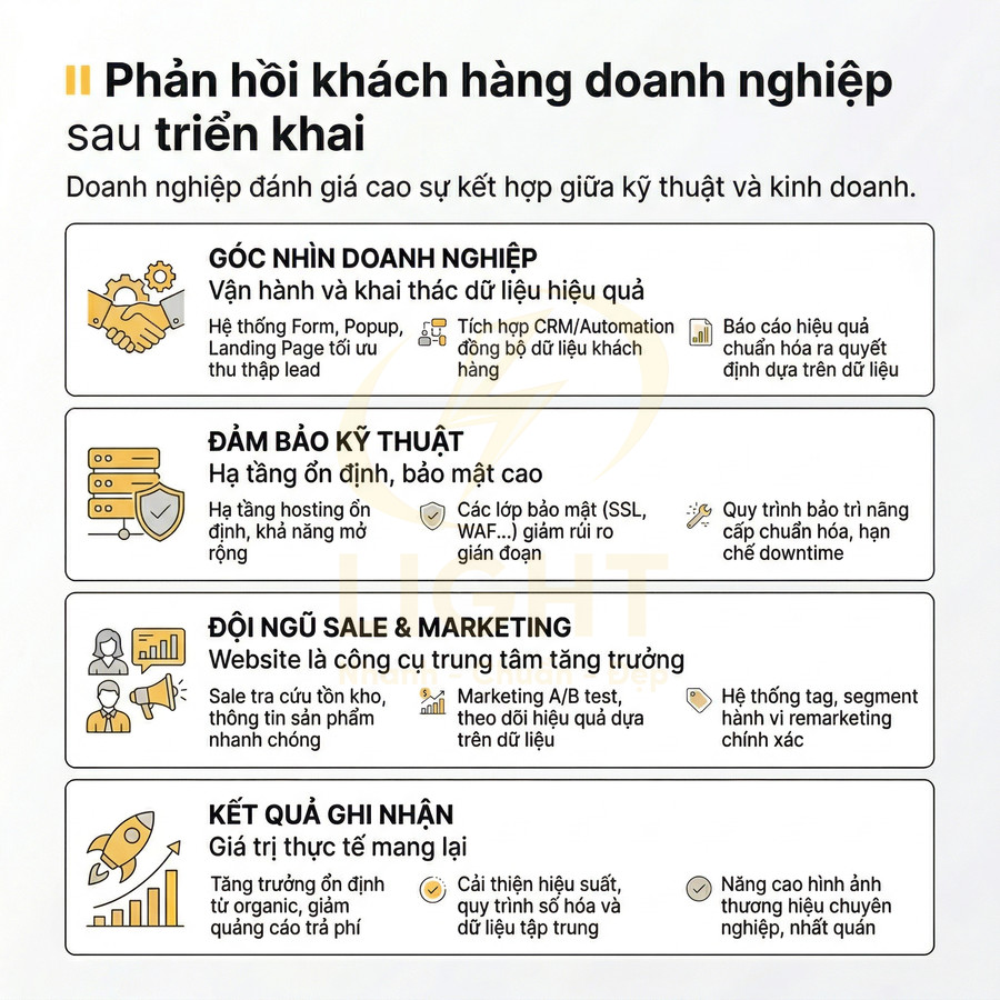 Nội dung phản hồi khách hàng doanh nghiệp sau triển khai giải pháp marketing và hạ tầng kỹ thuật số