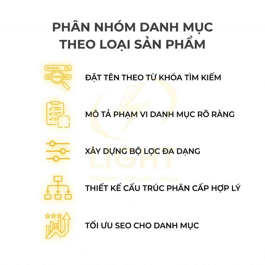 Hướng dẫn phân nhóm danh mục theo loại sản phẩm với các bước tối ưu SEO và cấu trúc danh mục