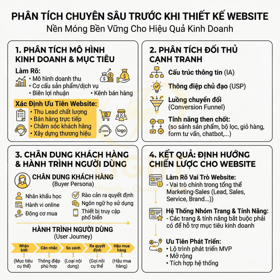 Quy trình phân tích chuyên sâu trước khi thiết kế website với 4 bước tối ưu hiệu quả kinh doanh