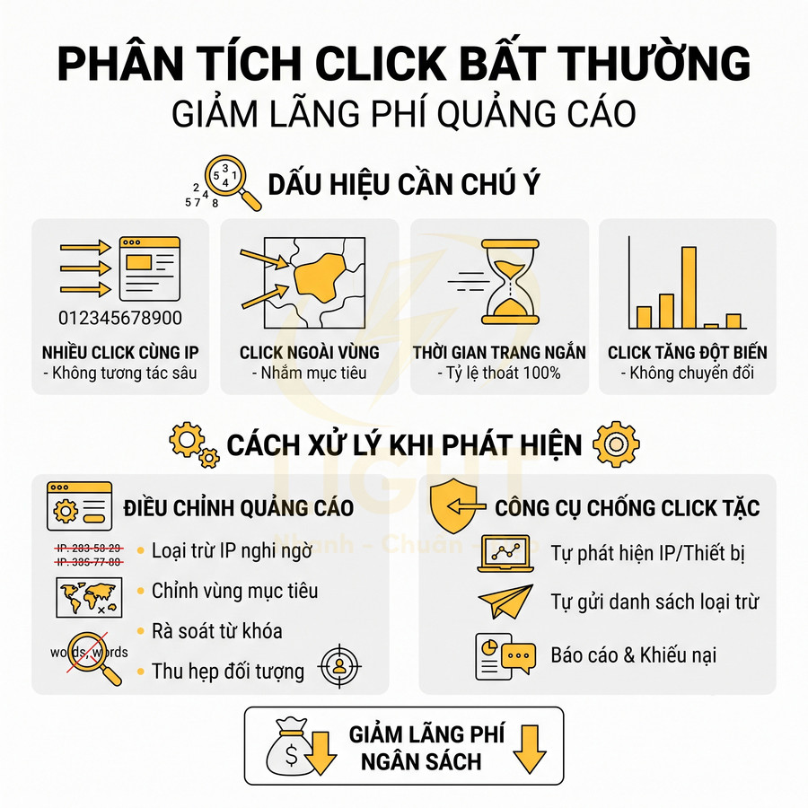 Phân tích click bất thường trong quảng cáo với dấu hiệu nhận biết và cách xử lý để giảm lãng phí ngân sách