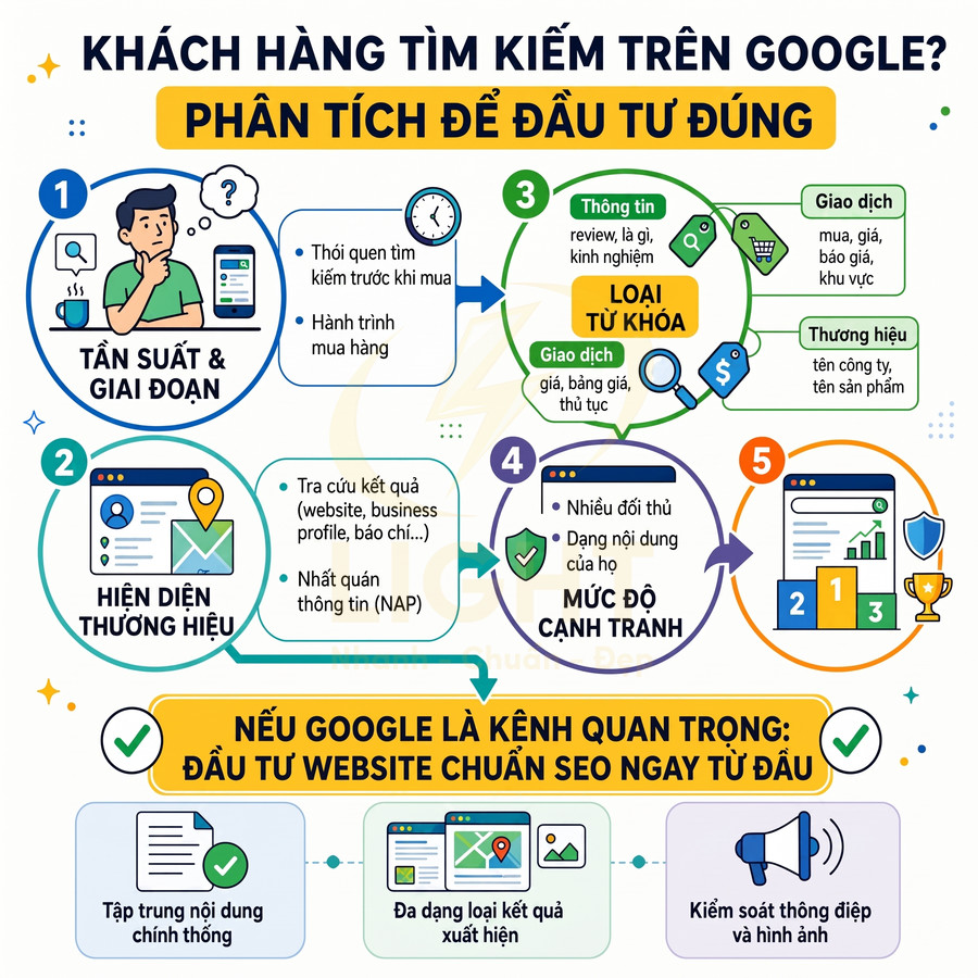 Infographic phân tích hành vi khách hàng tìm kiếm trên Google và lý do cần đầu tư website chuẩn SEO