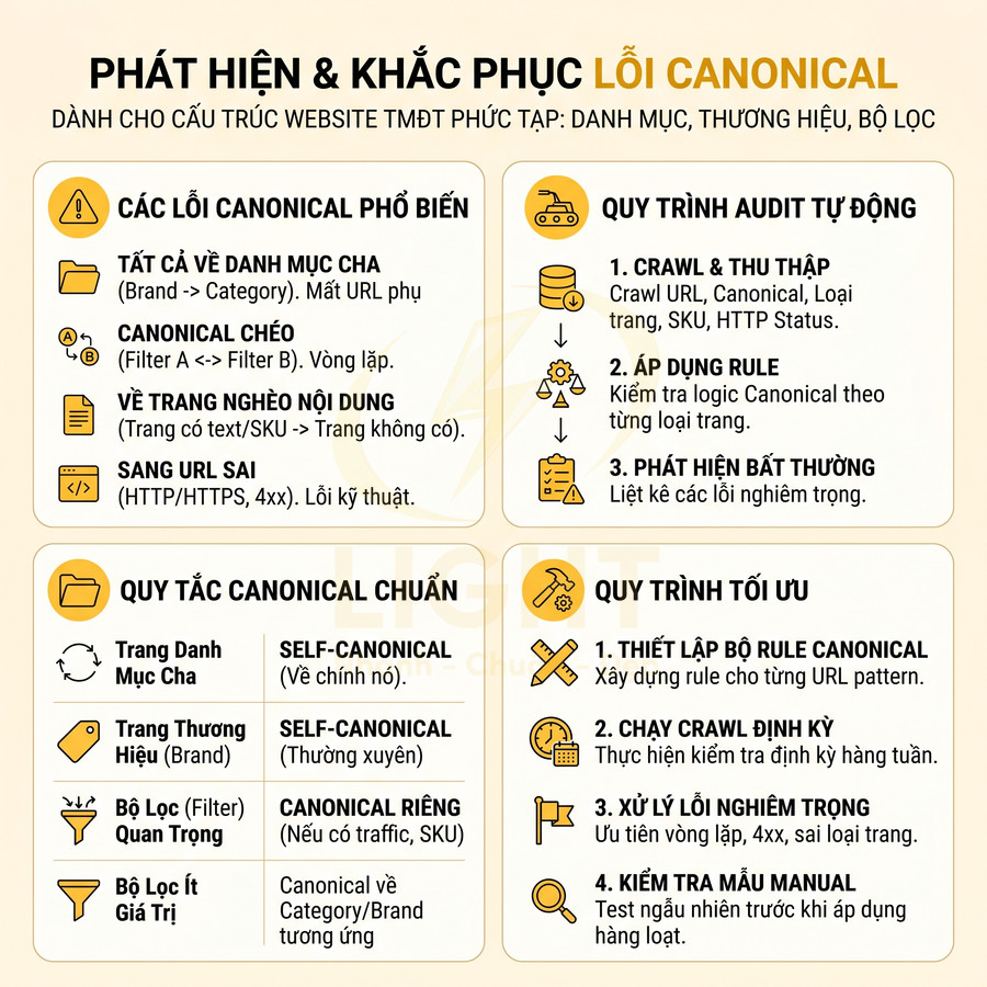 Hướng dẫn phát hiện và khắc phục lỗi canonical cho website thương mại điện tử phức tạp