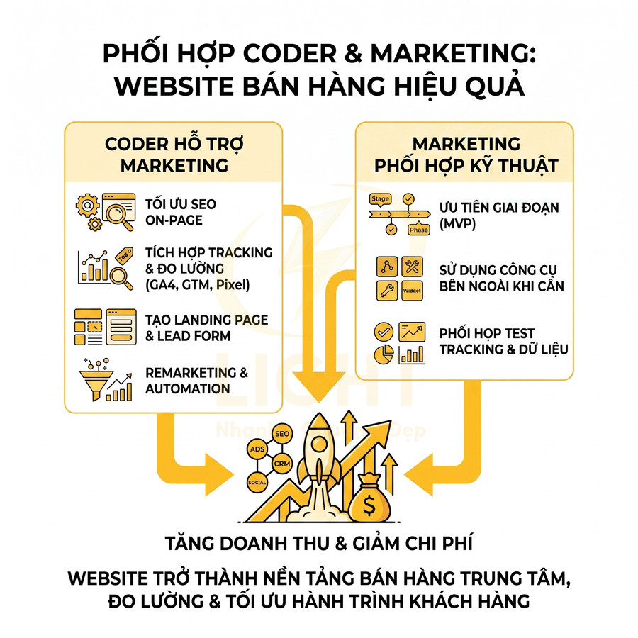 Phối hợp coder và marketing tối ưu website bán hàng, tăng doanh thu và giảm chi phí thông qua SEO và tracking