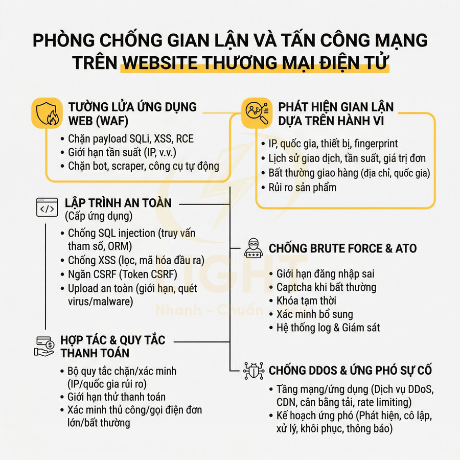 Các giải pháp bảo mật chống gian lận và tấn công mạng cho website thương mại điện tử