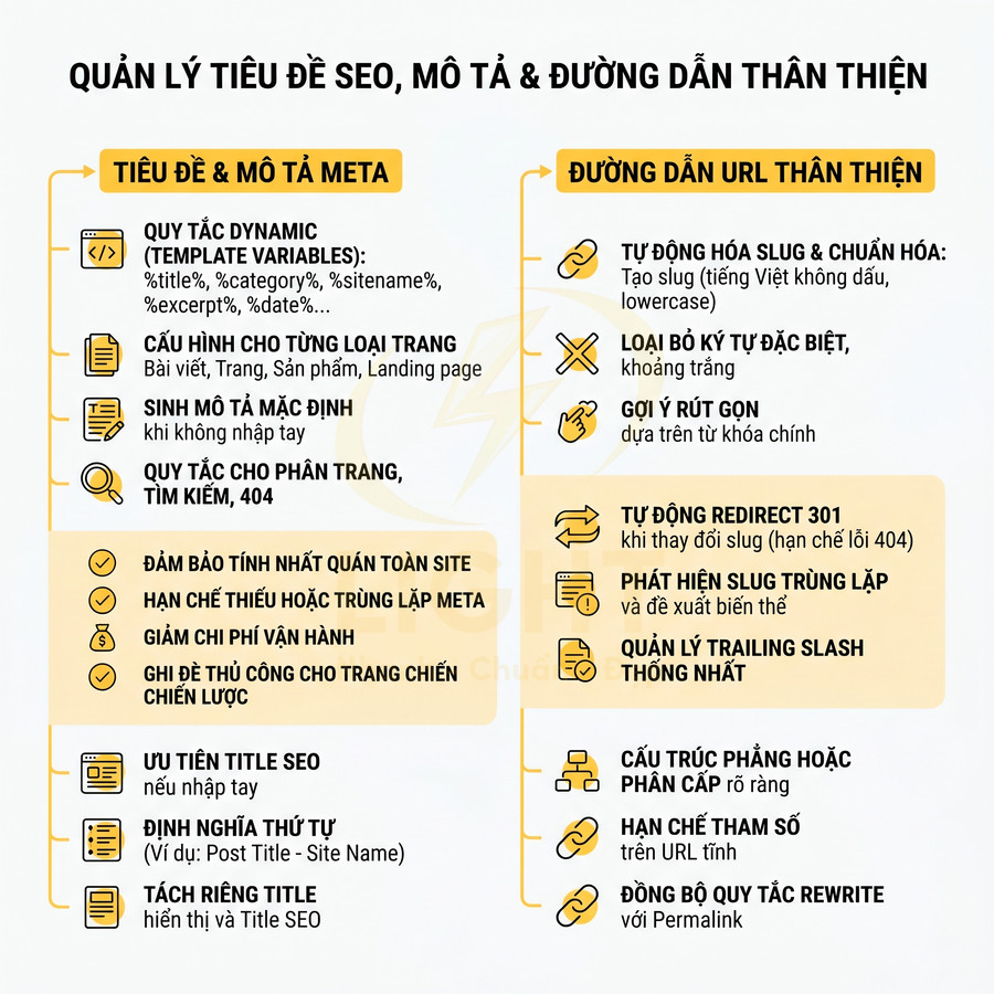Hướng dẫn quản lý tiêu đề SEO mô tả meta và đường dẫn URL thân thiện cho website