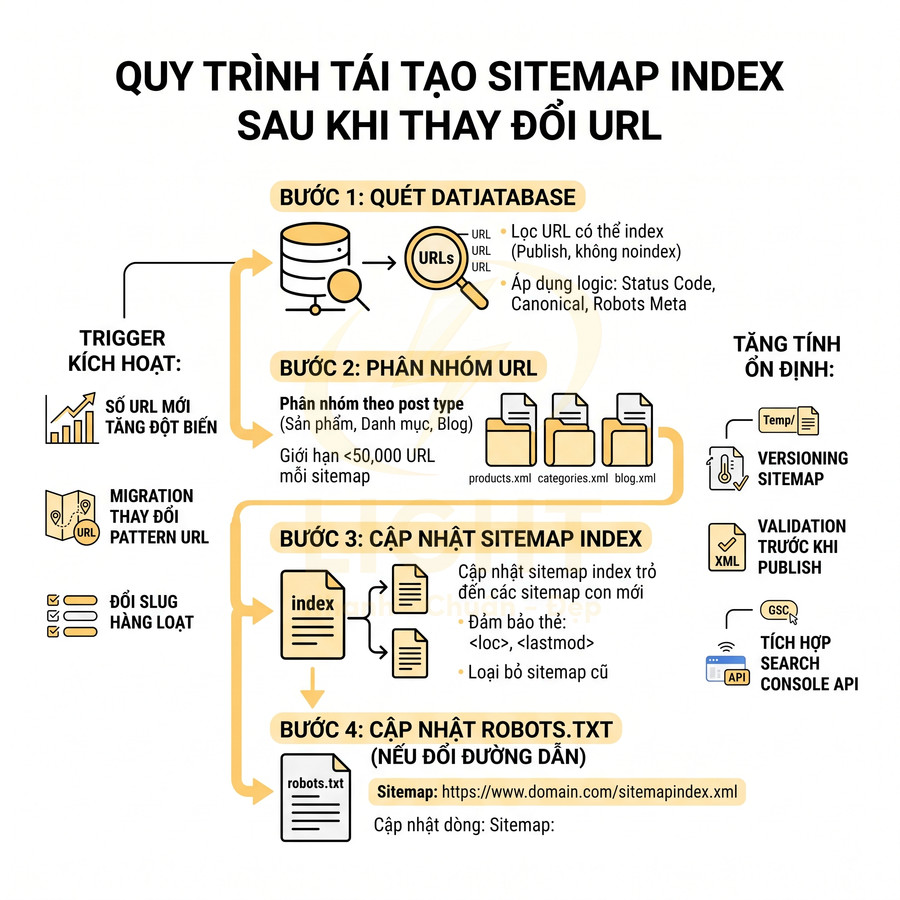 Quy trình tái tạo sitemap index sau khi thay đổi URL với 4 bước và các lưu ý tối ưu SEO