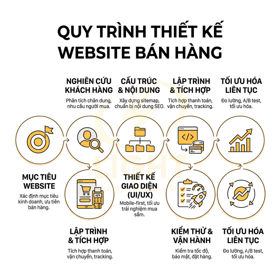 Quy trình thiết kế website bán hàng gồm những bước nào?