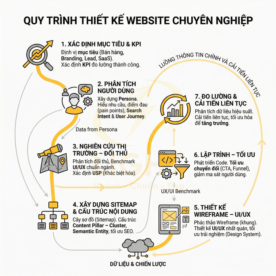 Quy trình thiết kế website chuyên nghiệp gồm những bước nào?