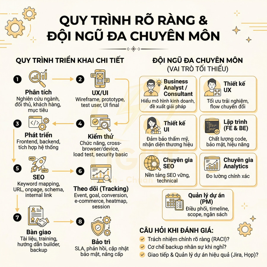 Quy trình triển khai dự án marketing số chi tiết và vai trò đội ngũ đa chuyên môn