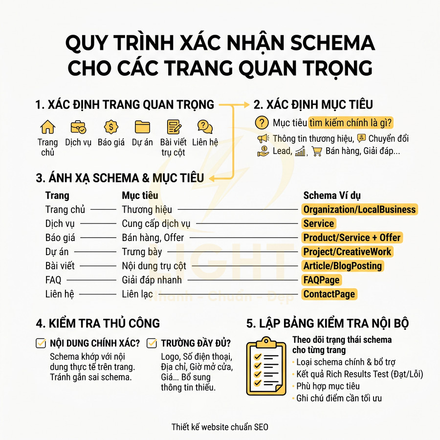 Quy trình xác nhận schema cho các trang quan trọng trong thiết kế website chuẩn SEO