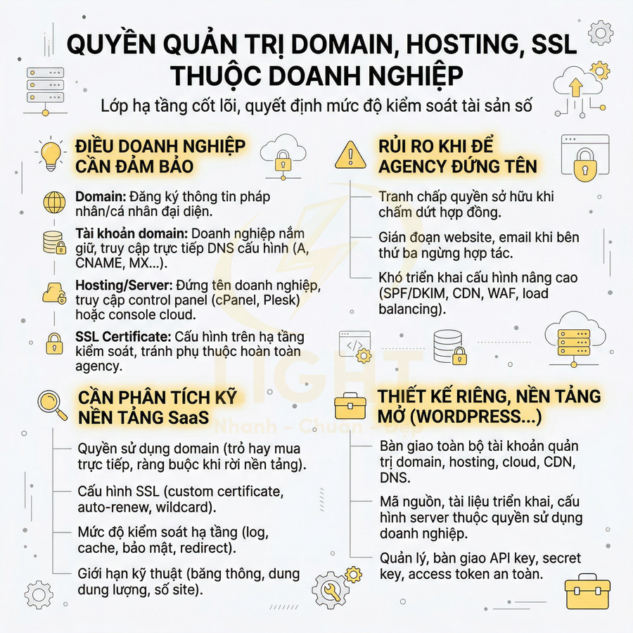 Quyền quản trị domain hosting SSL cho doanh nghiệp và rủi ro khi để agency đứng tên