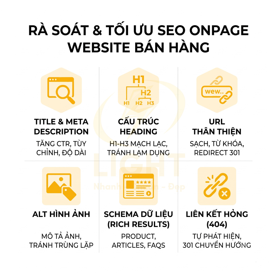 Checklist rà soát và tối ưu SEO onpage cho website bán hàng với các yếu tố quan trọng