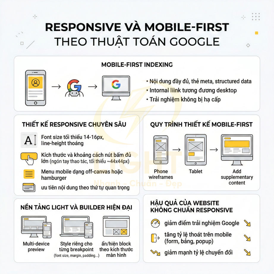Hình minh họa hướng dẫn thiết kế website responsive và mobile first chuẩn thuật toán Google