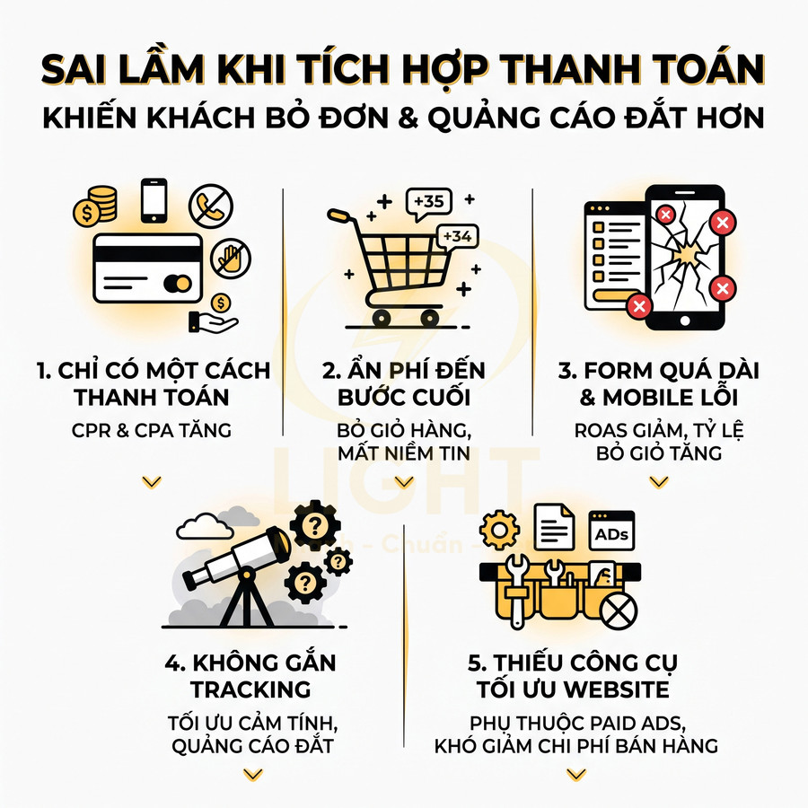 Các sai lầm khi tích hợp thanh toán online khiến khách bỏ giỏ hàng và tăng chi phí quảng cáo