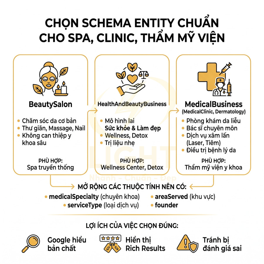 Hướng dẫn chọn schema entity chuẩn cho spa clinic thẩm mỹ viện và lợi ích SEO khi khai báo đúng