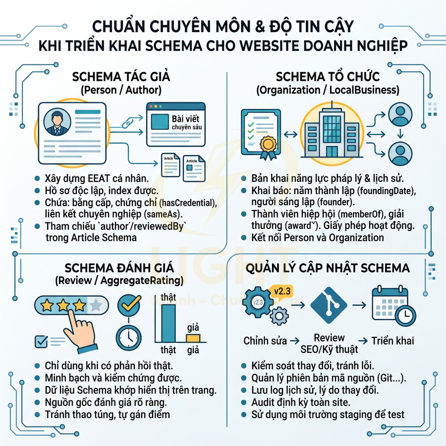 Hướng dẫn triển khai schema chuẩn chuyên môn và độ tin cậy cho website doanh nghiệp bằng tiếng Việt