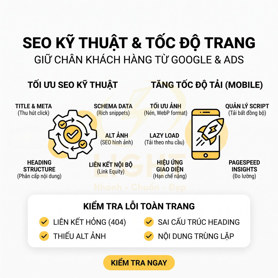 Hướng dẫn tối ưu SEO kỹ thuật và tăng tốc độ tải trang mobile với kiểm tra lỗi toàn trang