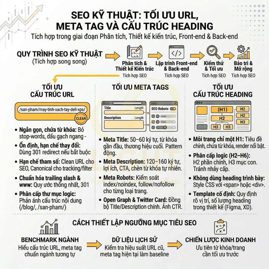 Hướng dẫn SEO kỹ thuật tối ưu URL meta tag và cấu trúc heading cho website doanh nghiệp