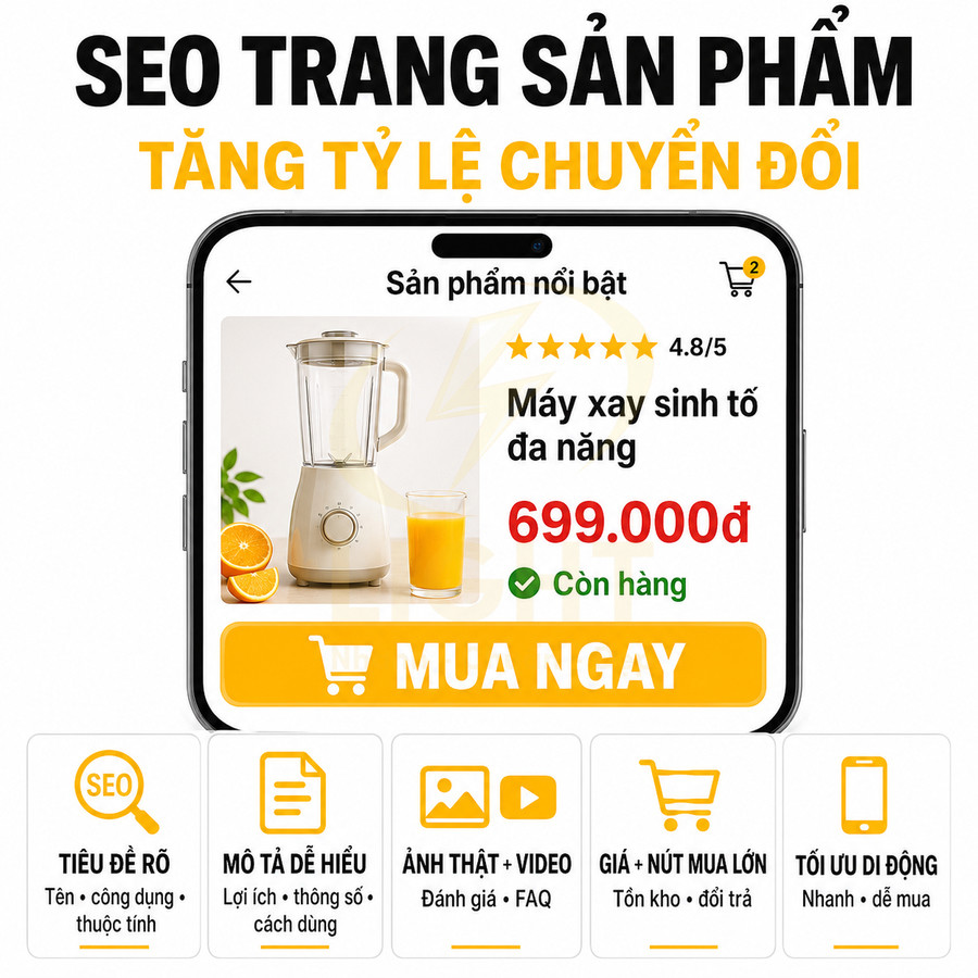 Giao diện bán hàng online hiển thị sản phẩm máy xay sinh tố đa năng giá 699000đ và nút mua ngay nổi bật