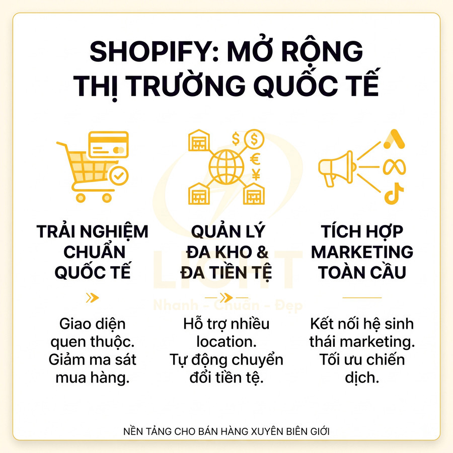 Shopify mở rộng thị trường quốc tế với trải nghiệm mua sắm, quản lý đa kho đa tiền tệ và tích hợp marketing toàn cầu