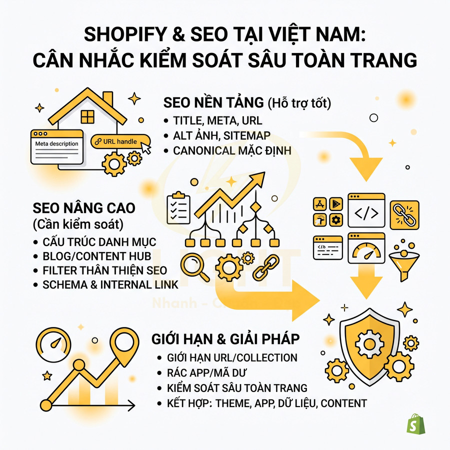 Hướng dẫn tối ưu SEO cho website Shopify tại Việt Nam với các yếu tố nền tảng và nâng cao