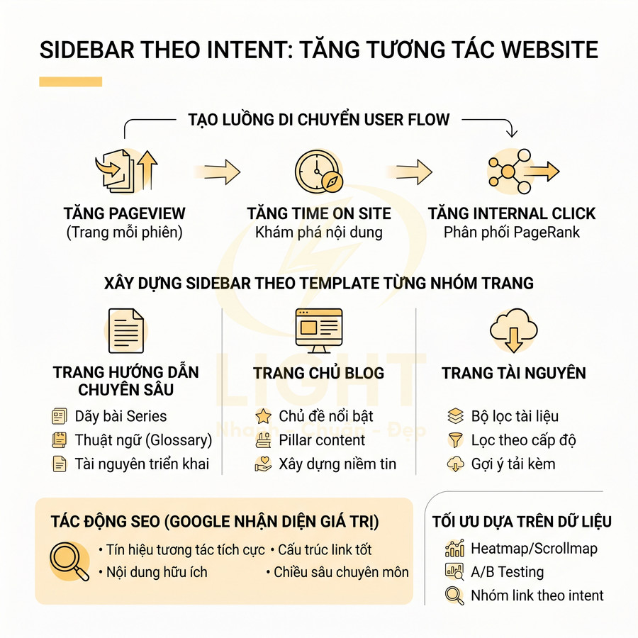 Infographic hướng dẫn xây dựng sidebar theo intent để tăng tương tác website và tác động SEO