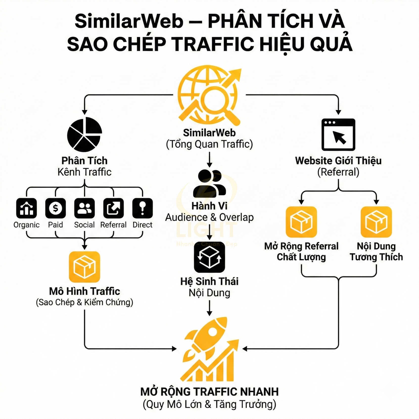 Quy trình dùng SimilarWeb phân tích và sao chép traffic website để mở rộng traffic nhanh