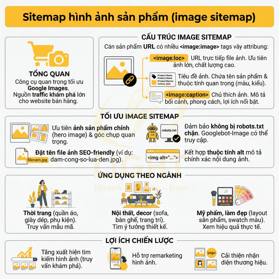 Infographic hướng dẫn tạo sitemap hình ảnh sản phẩm chuẩn SEO cho website bán hàng
