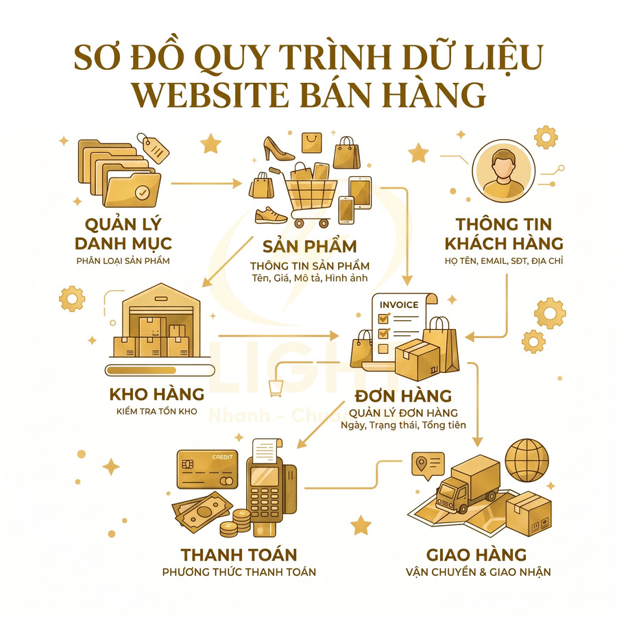 Sơ đồ ERD website bán hàng gồm những thành phần nào?