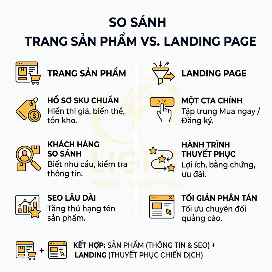 Landing page bán hàng khác gì với trang sản phẩm thông thường?