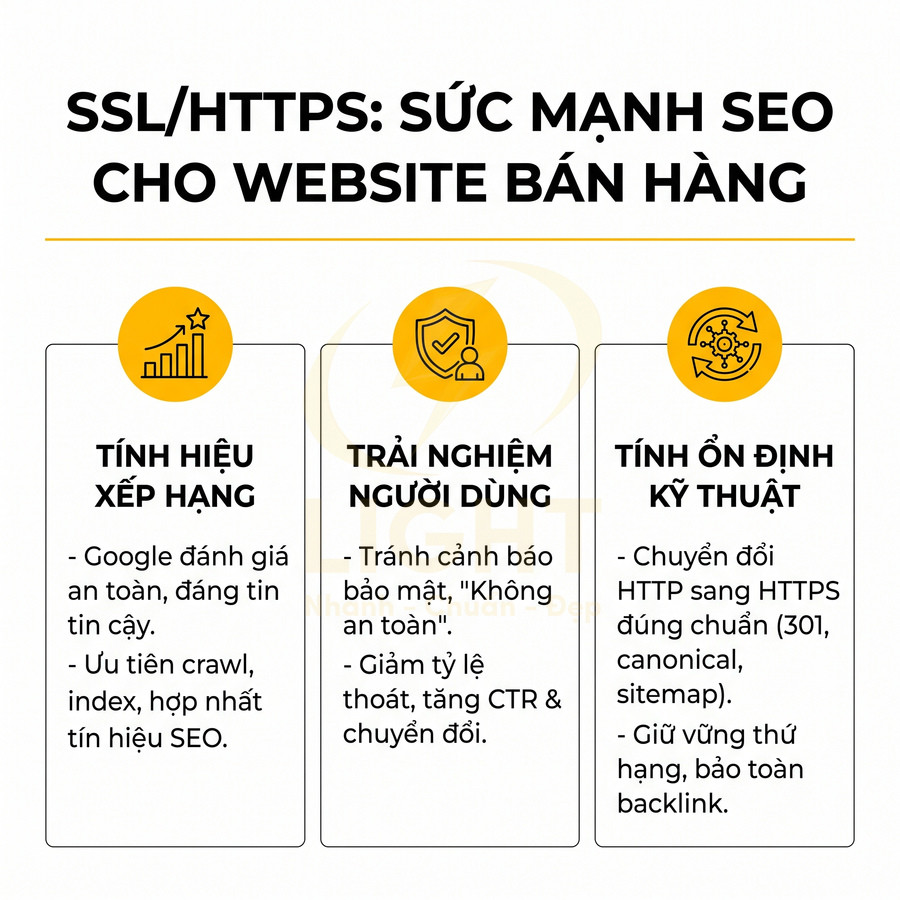 Lợi ích SSL HTTPS cho website bán hàng về SEO, trải nghiệm người dùng và tính ổn định kỹ thuật