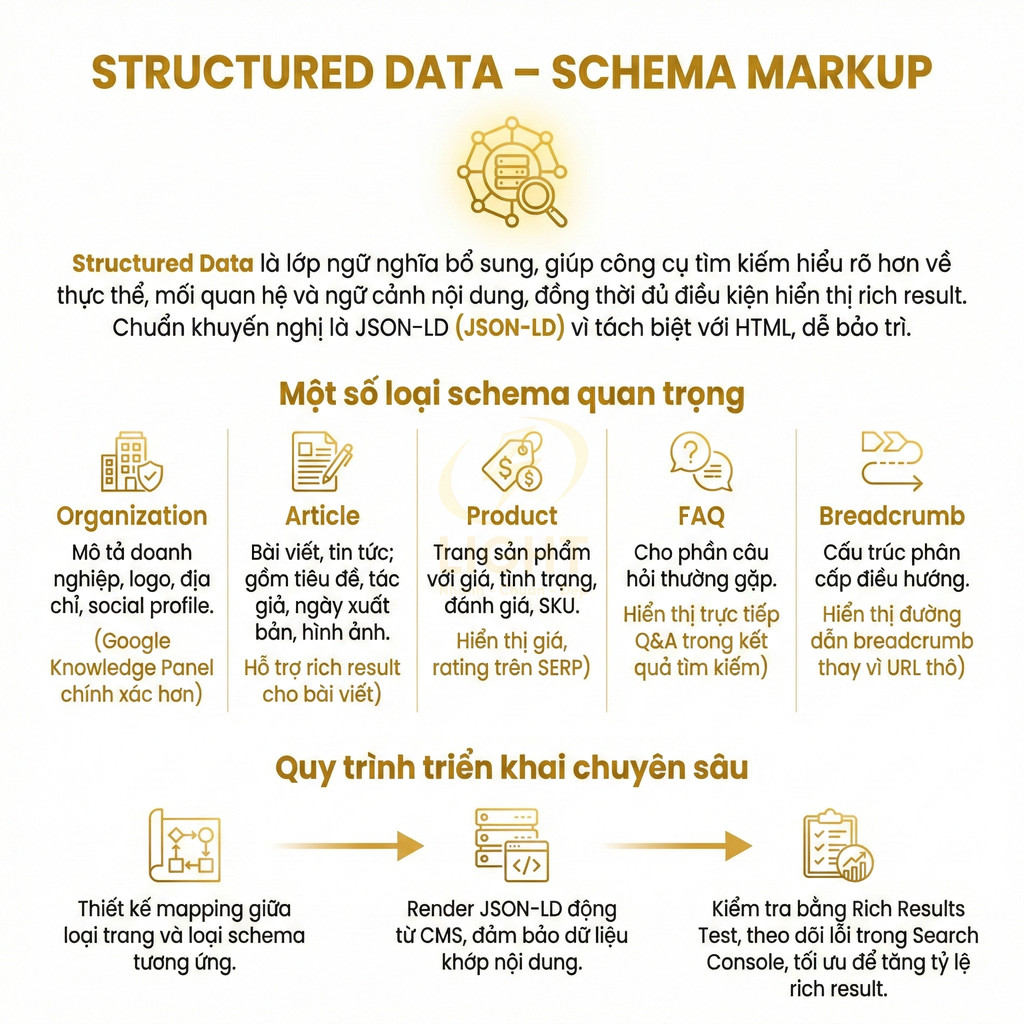 Infographic giới thiệu Structured Data Schema Markup và các loại schema quan trọng cho SEO website
