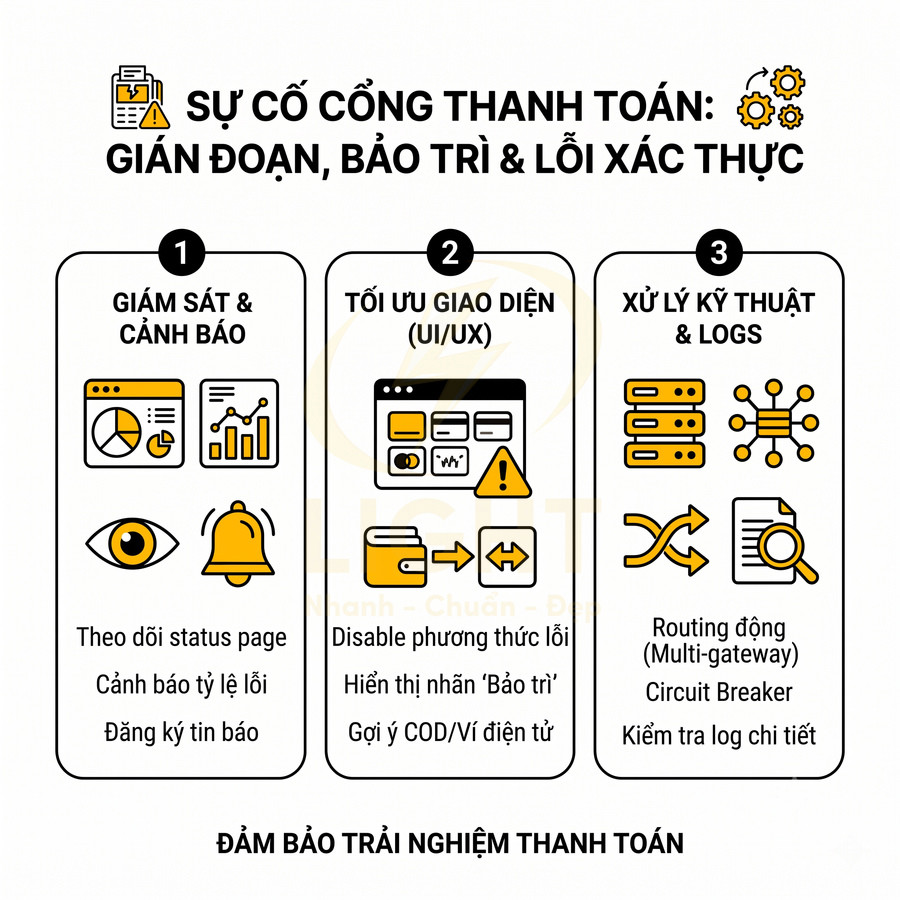 Giải pháp xử lý sự cố cổng thanh toán với giám sát cảnh báo, tối ưu giao diện và xử lý kỹ thuật đảm bảo trải nghiệm thanh toán