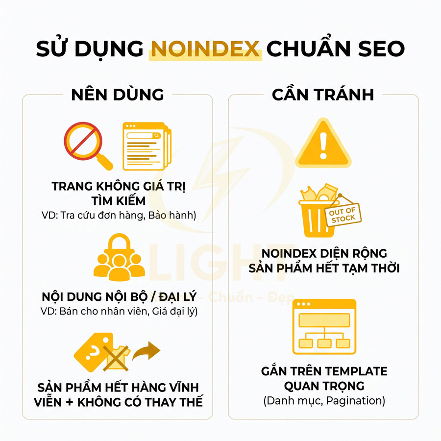 Hướng dẫn sử dụng thẻ noindex chuẩn SEO, liệt kê các trường hợp nên dùng và cần tránh