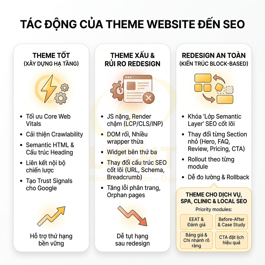 Theme hoặc template có ảnh hưởng đến website chuẩn SEO không?