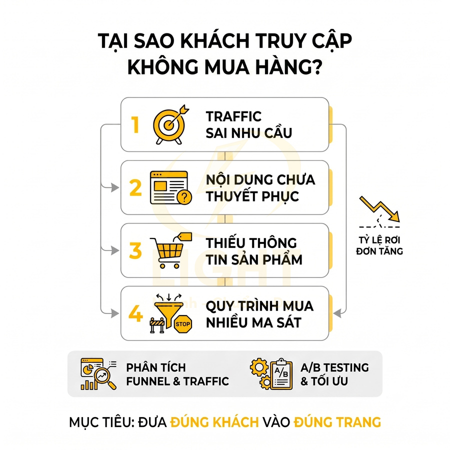 Khách vào website nhưng không mua hàng do đâu?