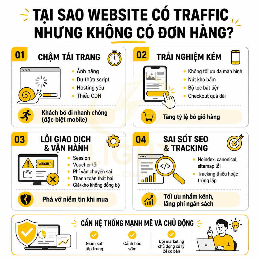 Các lỗi kỹ thuật thường gặp khi vận hành website bán hàng