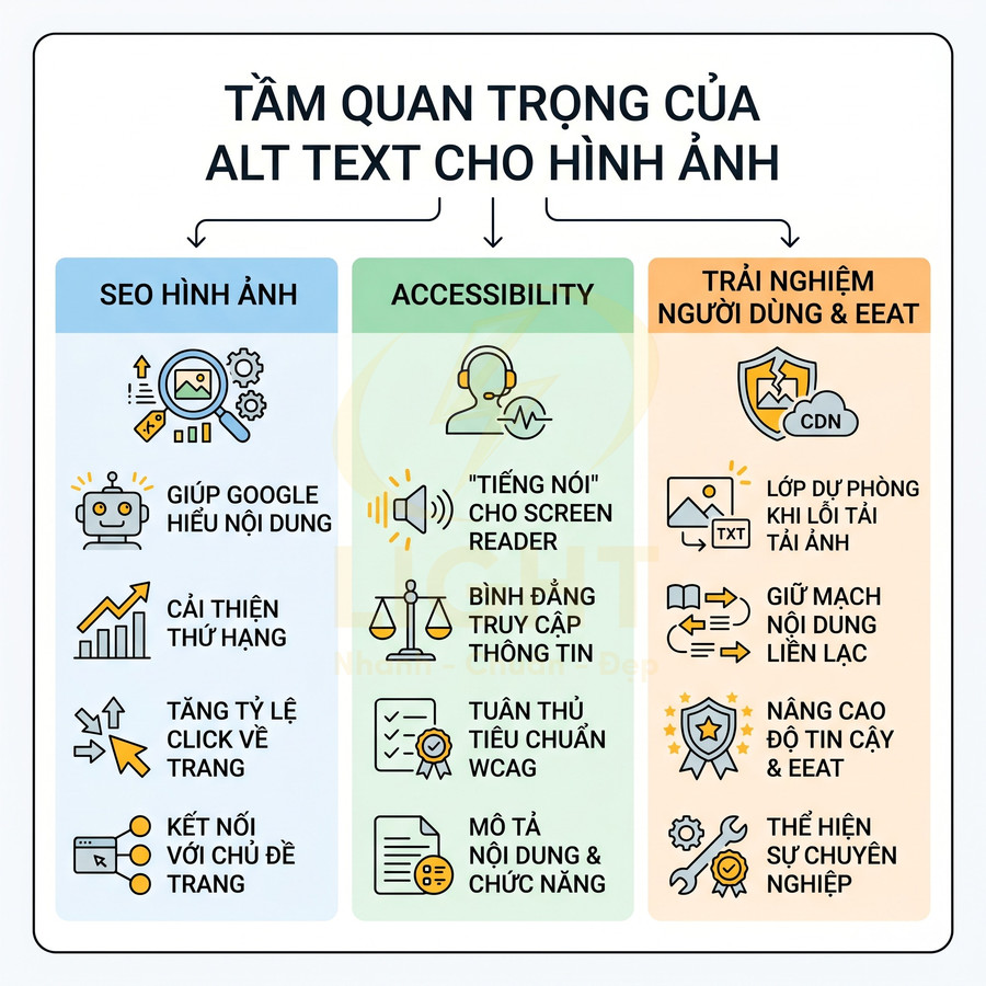Tầm quan trọng của alt text cho hình ảnh trong SEO, accessibility và trải nghiệm người dùng EEAT