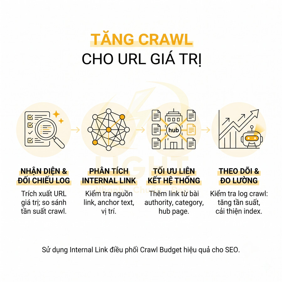 Quy trình tối ưu internal link tăng crawl cho URL giá trị và phân bổ crawl budget hiệu quả trong SEO