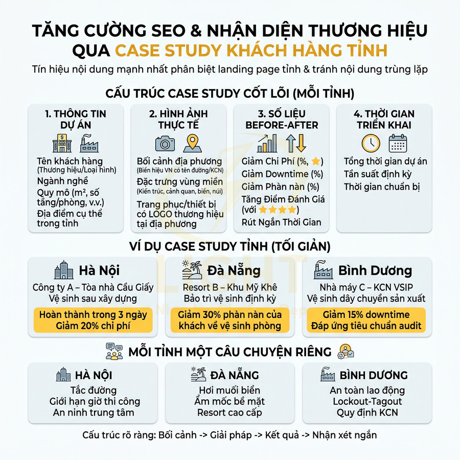 Infographic hướng dẫn xây dựng case study khách hàng tỉnh để tăng cường SEO và nhận diện thương hiệu