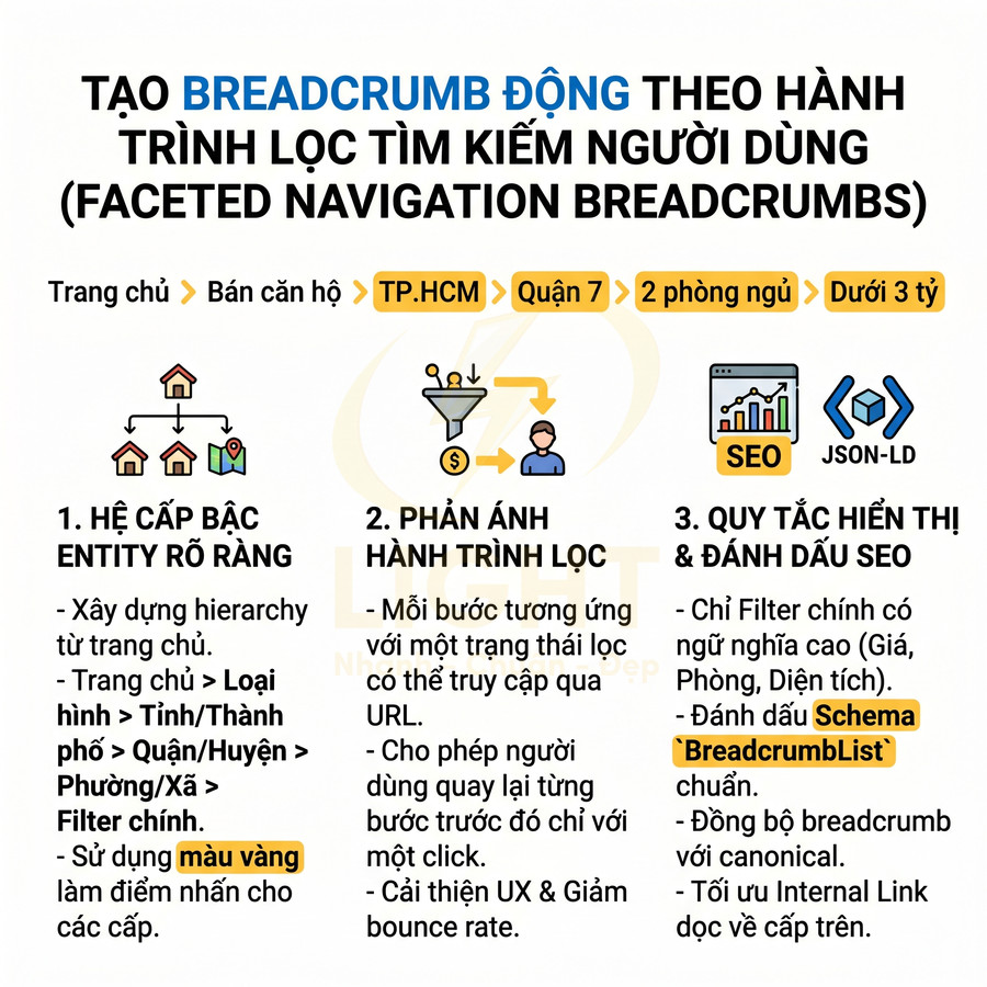 Hướng dẫn tạo breadcrumb động theo hành trình lọc tìm kiếm người dùng chuẩn SEO cho website bất động sản