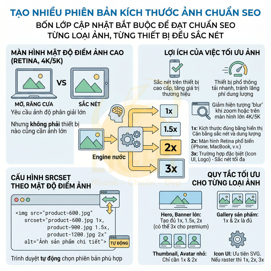 Hướng dẫn tạo nhiều kích thước ảnh chuẩn SEO cho màn hình Retina và tối ưu dung lượng, chất lượng hiển thị