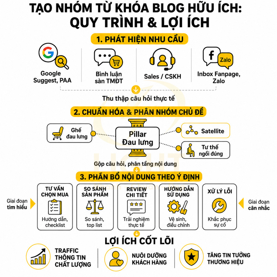 Quy trình tạo nhóm từ khóa blog hữu ích và lợi ích cốt lõi trong chiến lược content marketing